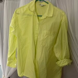 Bright Neon Yellow Button-Up Shirt Boyfriend Shirt